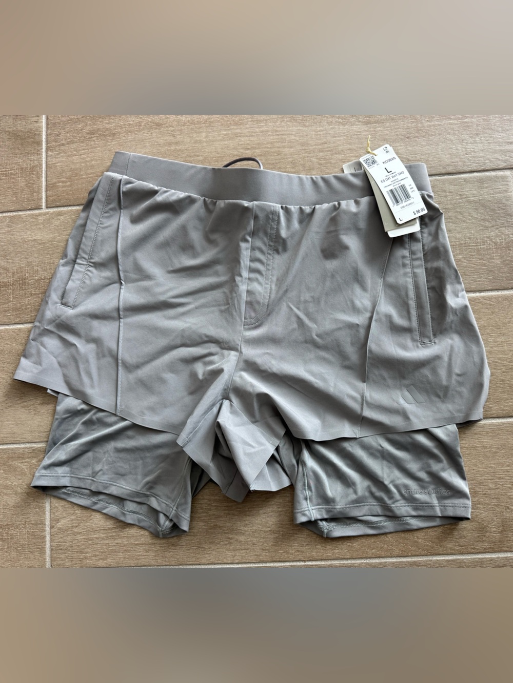 Adidas Light Grey 2-in-1 Athletic Shorts with Liner